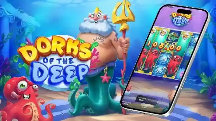 Slot game screen showing underwater symbols, paylines, and jackpot options.